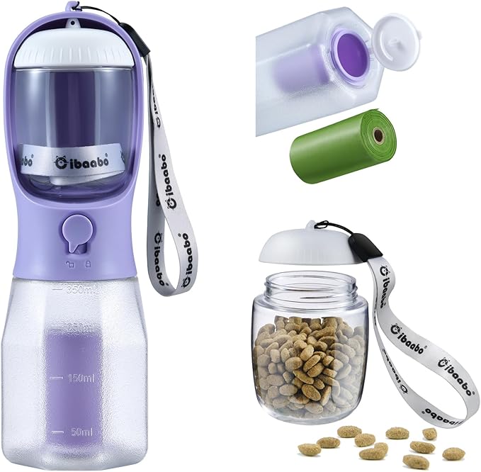 Example proDog Water Bottle with Food Container & Poop Bag Holder, Travel Water Bowl, Portable Pet Dispenser, Dog Gifts Stuff Accessories Items, Puppy Essentials for Yorkie Chihuahua Walking Hikingduct