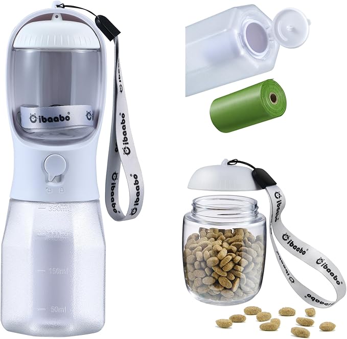 Example proDog Water Bottle with Food Container & Poop Bag Holder, Travel Water Bowl, Portable Pet Dispenser, Dog Gifts Stuff Accessories Items, Puppy Essentials for Yorkie Chihuahua Walking Hikingduct