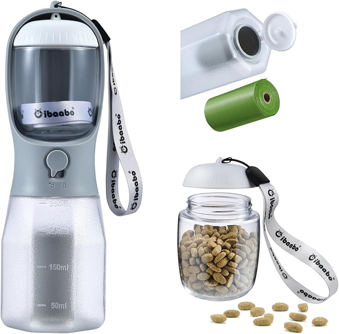 Example proDog Water Bottle with Food Container & Poop Bag Holder, Travel Water Bowl, Portable Pet Dispenser, Dog Gifts Stuff Accessories Items, Puppy Essentials for Yorkie Chihuahua Walking Hikingduct