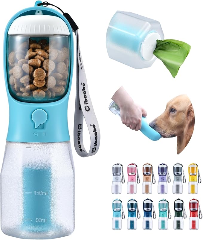 Example proDog Water Bottle with Food Container & Poop Bag Holder, Travel Water Bowl, Portable Pet Dispenser, Dog Gifts Stuff Accessories Items, Puppy Essentials for Yorkie Chihuahua Walking Hikingduct