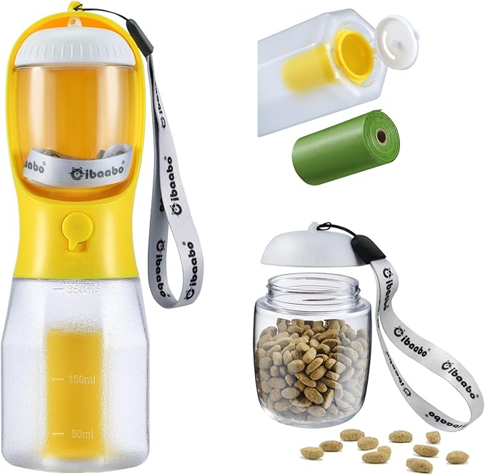 Example proDog Water Bottle with Food Container & Poop Bag Holder, Travel Water Bowl, Portable Pet Dispenser, Dog Gifts Stuff Accessories Items, Puppy Essentials for Yorkie Chihuahua Walking Hikingduct