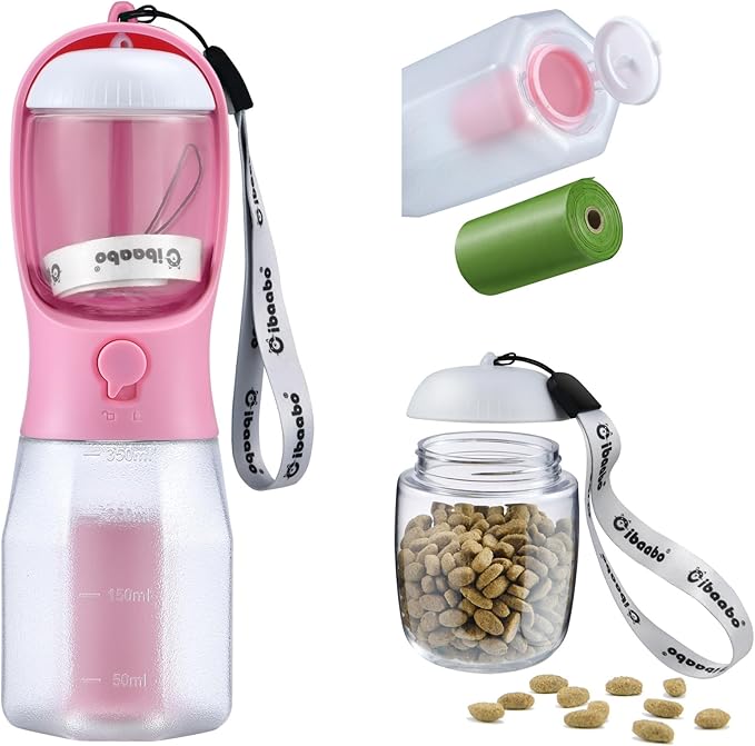 Example proDog Water Bottle with Food Container & Poop Bag Holder, Travel Water Bowl, Portable Pet Dispenser, Dog Gifts Stuff Accessories Items, Puppy Essentials for Yorkie Chihuahua Walking Hikingduct